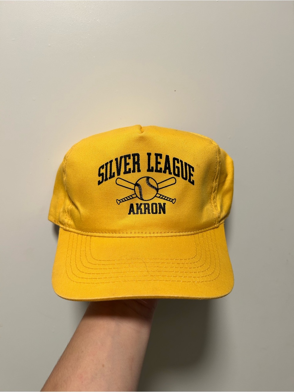 Vintage 90s Silver League Akron baseball snapback hat